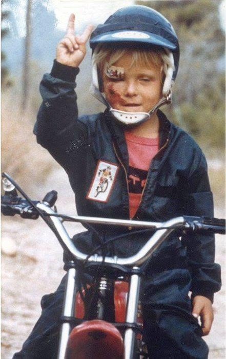Mathias as a kid on a mini bike